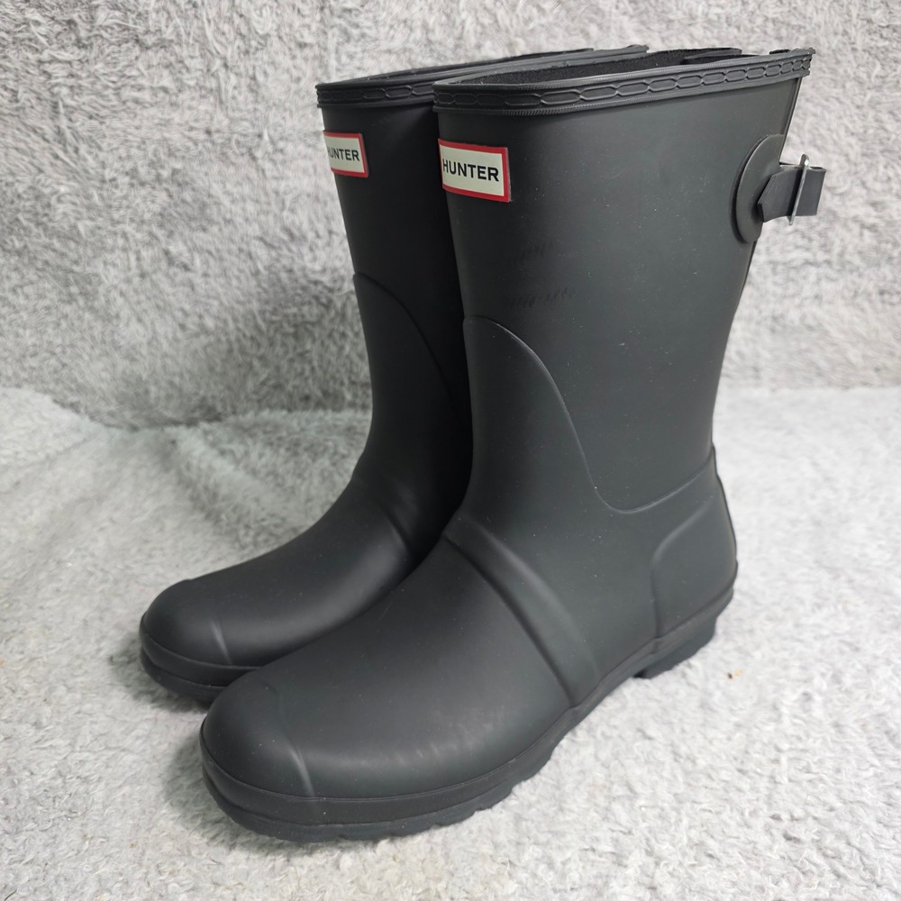 Hunter Original Short Back Adjustable Rain Boots Black‎ Women US 11 Excellent